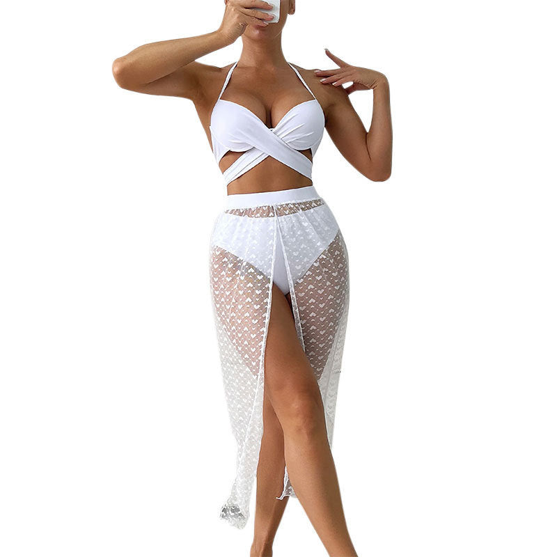 Women's bikini set with fashionable wrap top and transparent maxi tube Mune Fashion