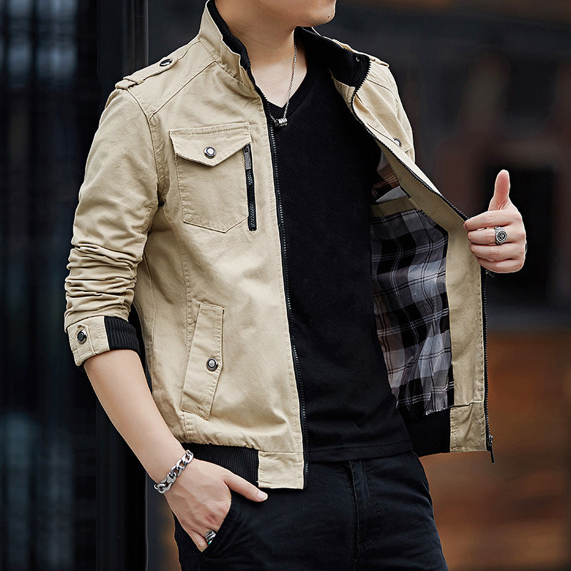 Men's Canvas Field Blouson in Pilot Cut with Flap Pockets and Arm Pocket Mune Fashion