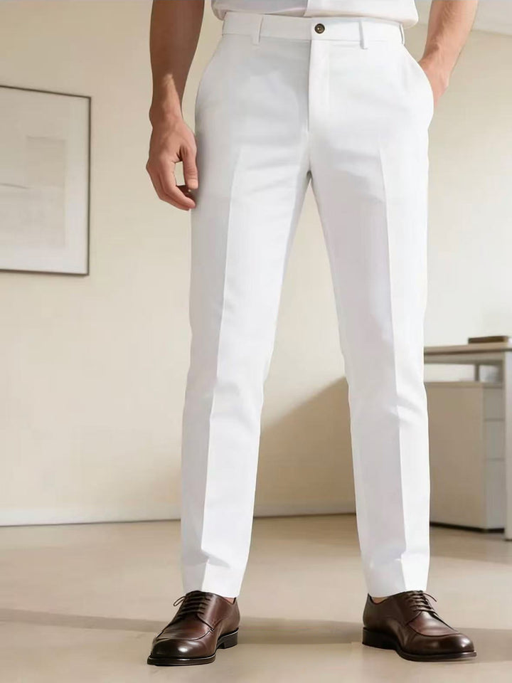 Men's narrow-cut dress pants with crease, flat waistband, and stretch comfort Mune Fashion