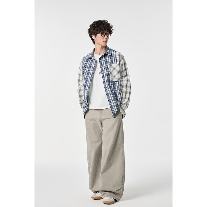 Unisex Checkered Overshirt in Patchwork Look with Chest Pocket Mune Fashion