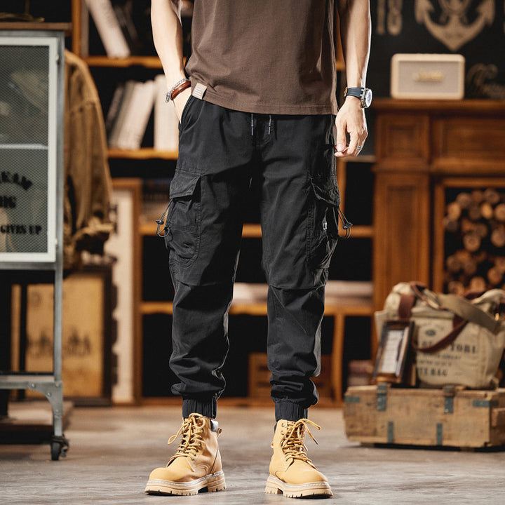 Men's Utility Cargo Jogger Pants with Elastic Comfort Waistband and Multifunctional Pockets Drune