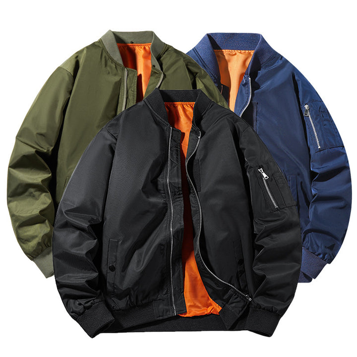 Men's Fashionable Bomber Jacket with High Collar and Practical Pockets Mune Fashion