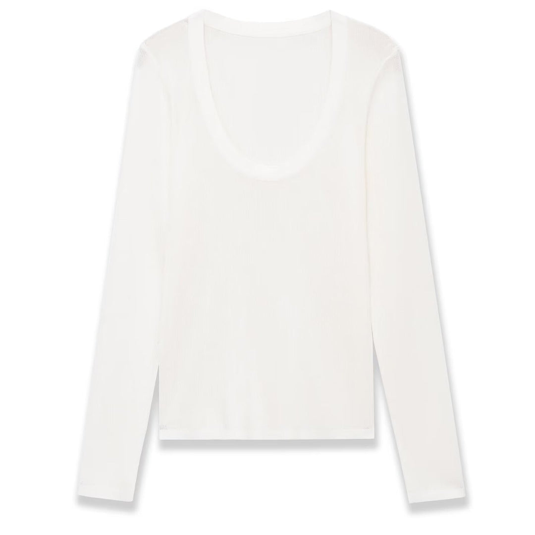 Women's fine knit pullover with deep U-neck and narrow silhouette Mune Fashion