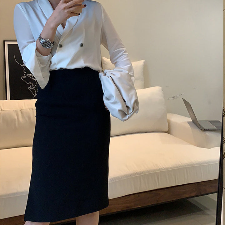 Women Elegant Pencil Skirt with High Waist Mune Fashion