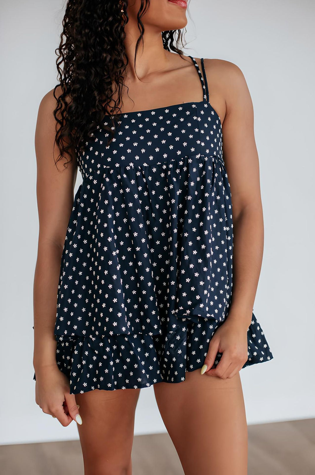 Women’s airy tiered tank top set with empire seam and ruffled shorts Mune Fashion