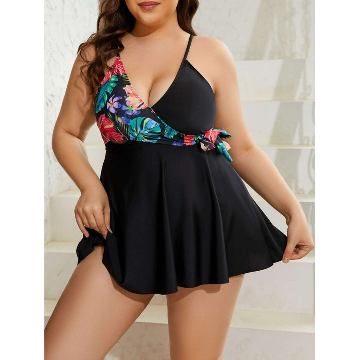 Women's wrap swimsuit with floral top and flared skirt Mune Fashion