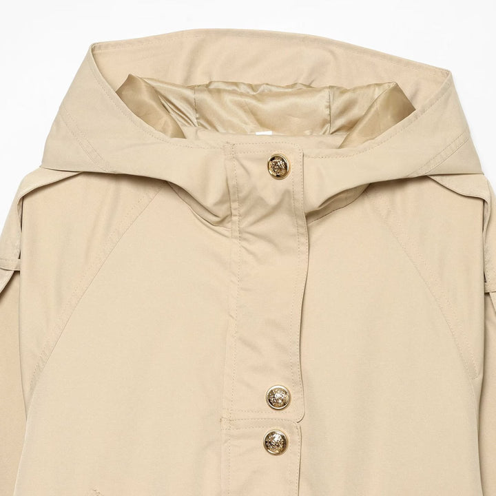 Women's short parka with hood, drawstring waist and flap pockets Mune Fashion
