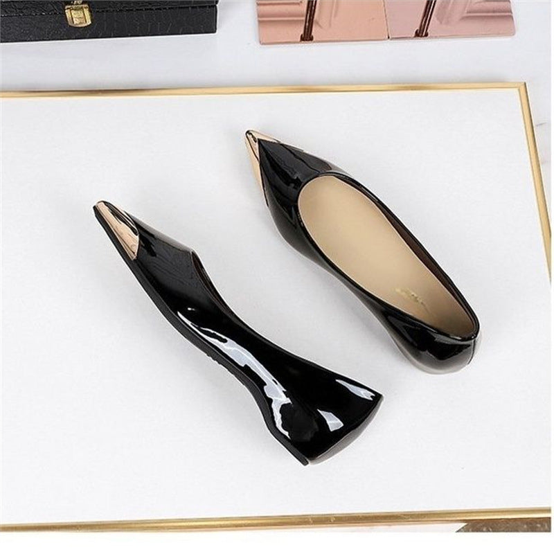 Women's pointed-toe ballerinas with leopard print and metallic toe cap Mune Fashion