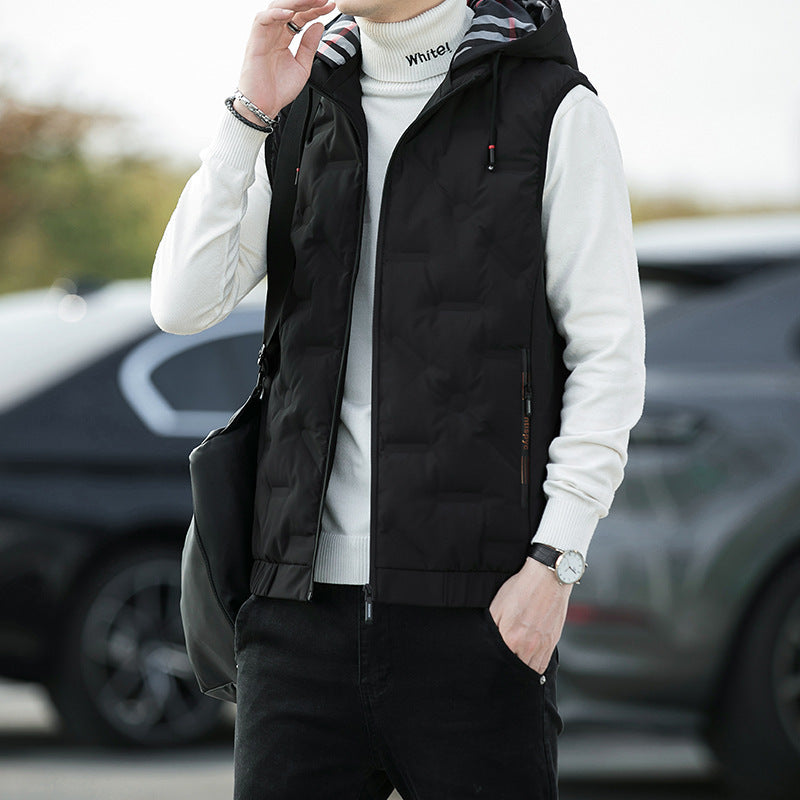 Men's quilted sleeveless hooded vest with thermo insulation Mune Fashion