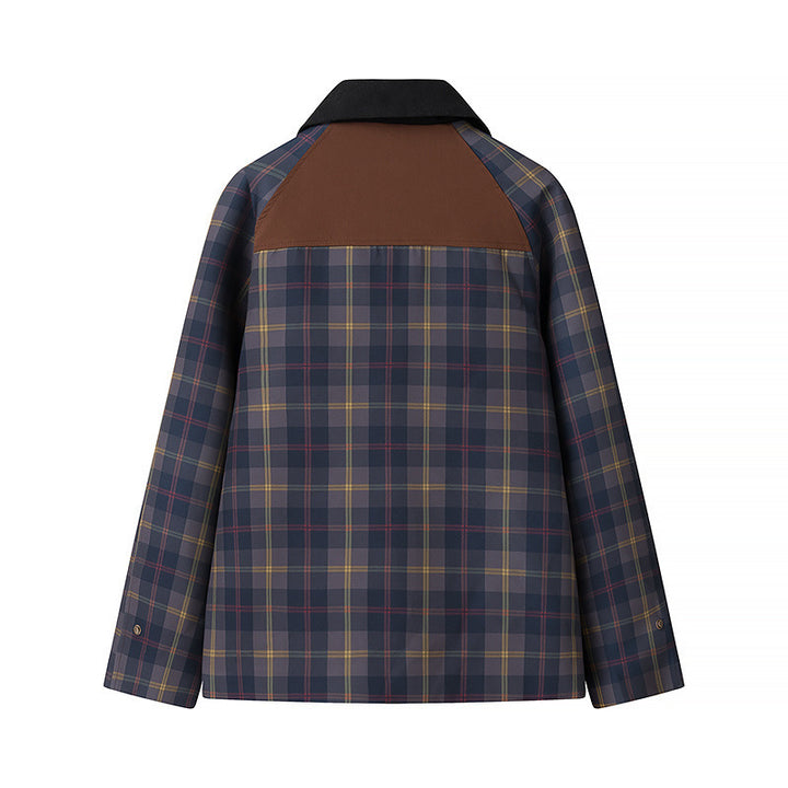 Women's Oversize Check Field Jacket with Wax Finish and Double Closure Mune Fashion