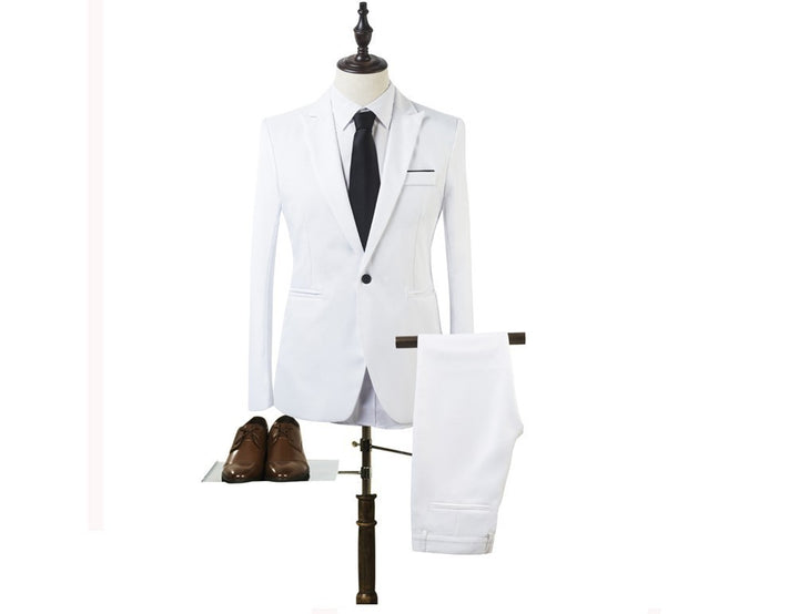 Men's slim two-piece suit set made of fine wool blend with narrow lapel Mune Fashion