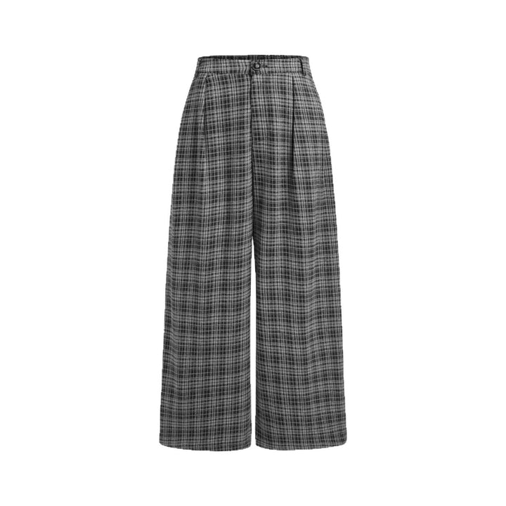 Women's wide culotte trousers with check pattern and high waist Drune
