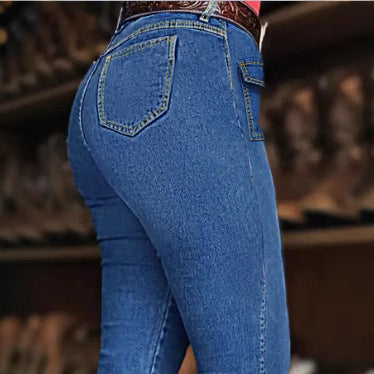Women's Western-inspired bootcut jeans with front flap pockets and sculpting cut Mune Fashion