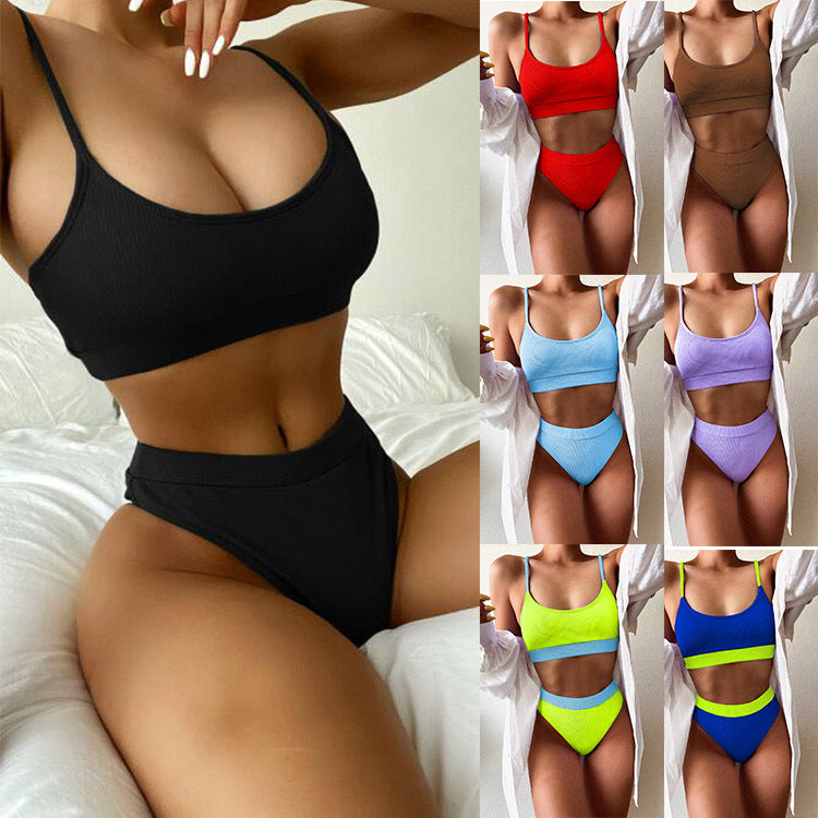 Women's high-waisted bikini set with textured top Mune Fashion