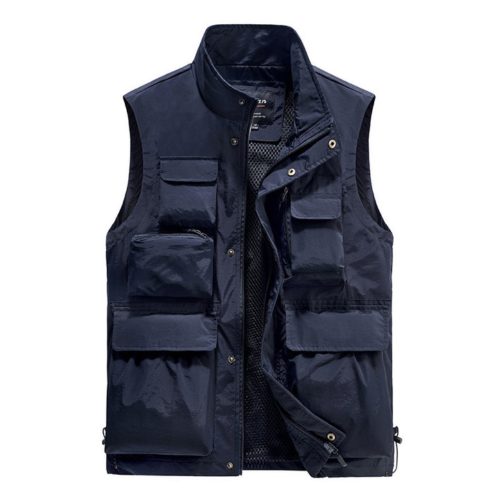 Men's Multifunctional Utility Vest with Multiple Pockets and Breathable Mesh Lining Mune Fashion
