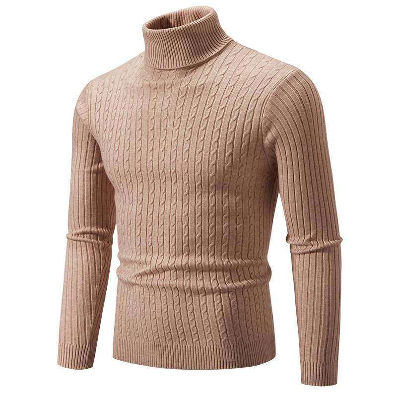 Men's turtleneck sweater with cable knit and slim fit Mune Fashion