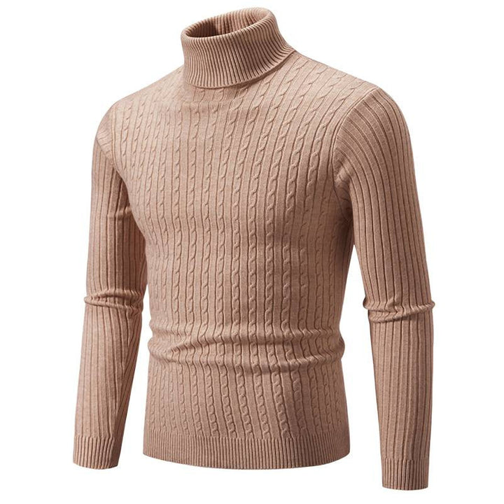 Men's turtleneck sweater with cable knit and slim fit Mune Fashion