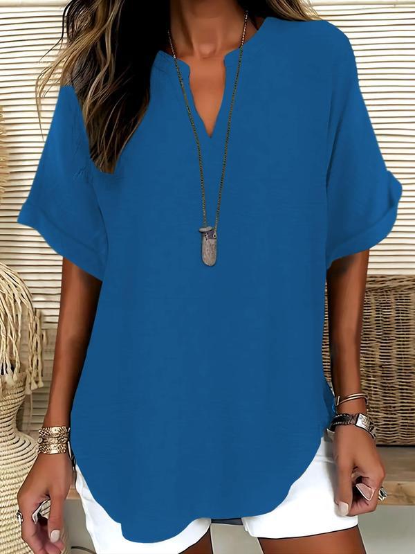 Ladies casual tunic with V-neck and wide-cut sleeves Mune Fashion