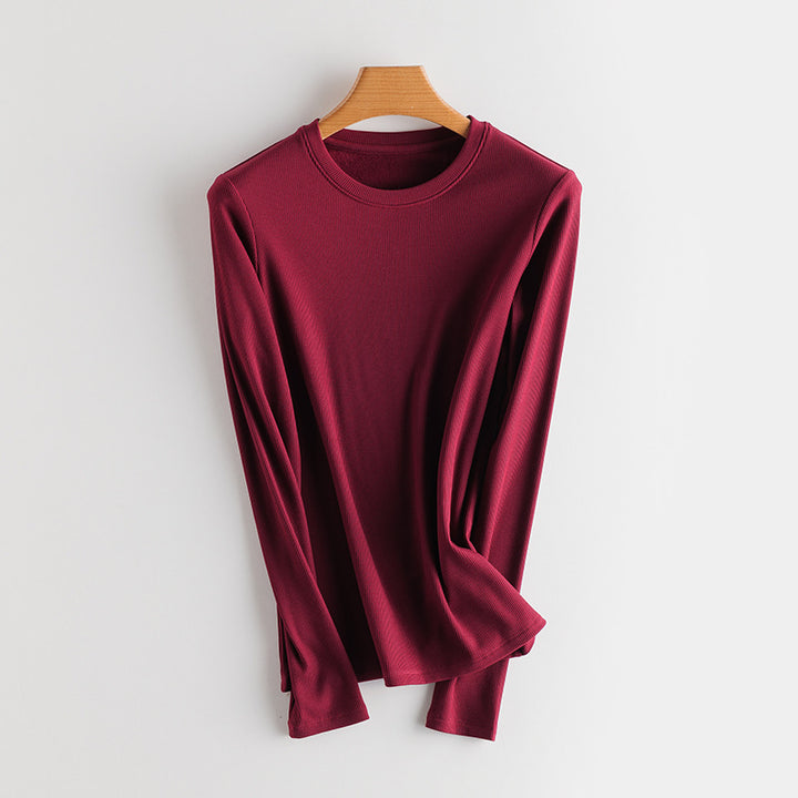 Women Fine Rib Long Sleeve Shirt with Turtleneck and Ruffle Edges Mune Fashion