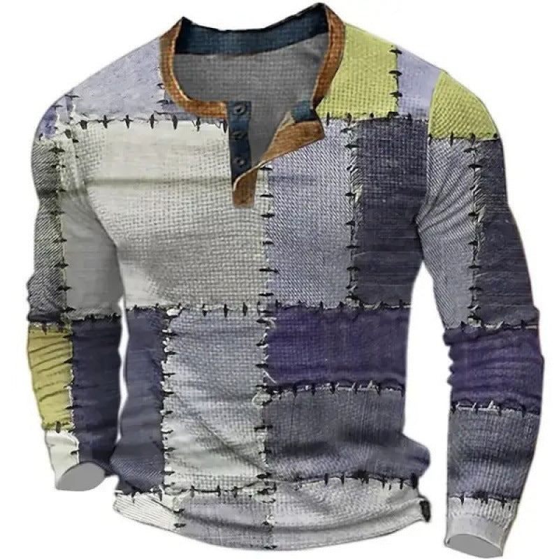 Men's sporty long-sleeve shirt with button placket Mune Fashion