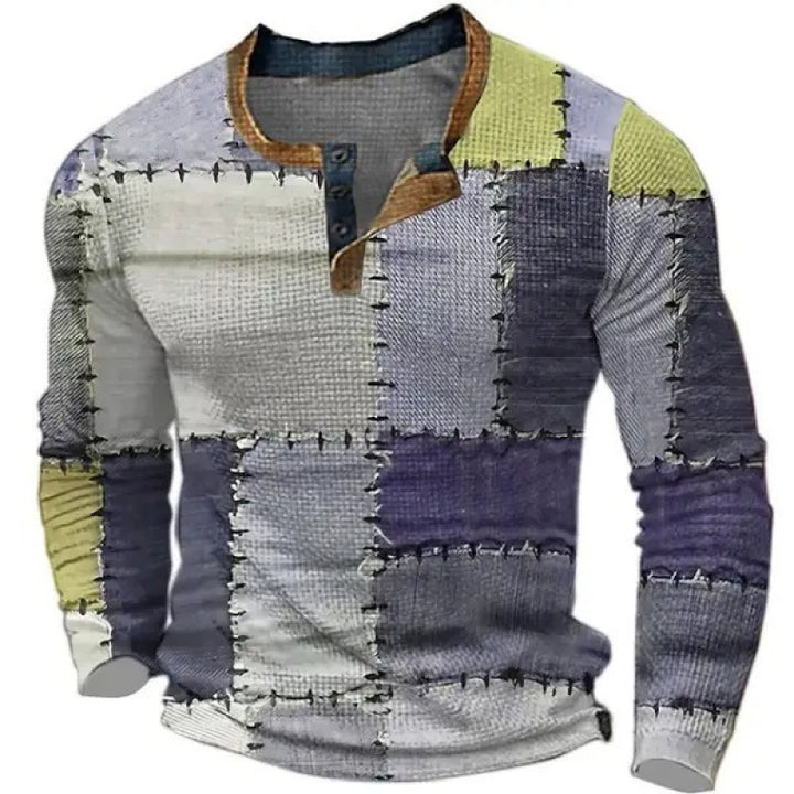 Men's sporty long-sleeve shirt with button placket Mune Fashion