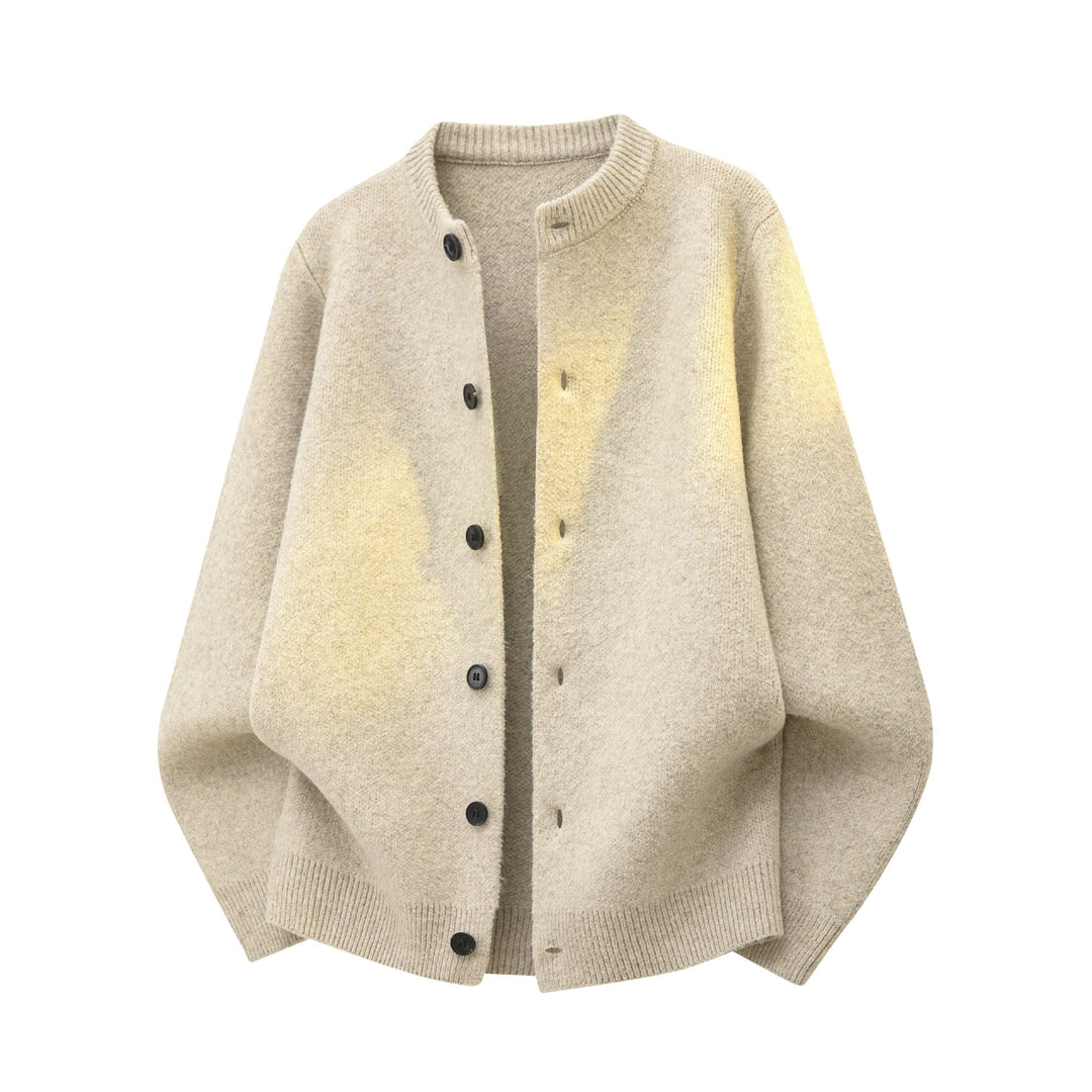 Women's Oversized Knit Jacket in Bomber Style with Round Neck, Ribbed Hem & Balloon Sleeves Mune Fashion