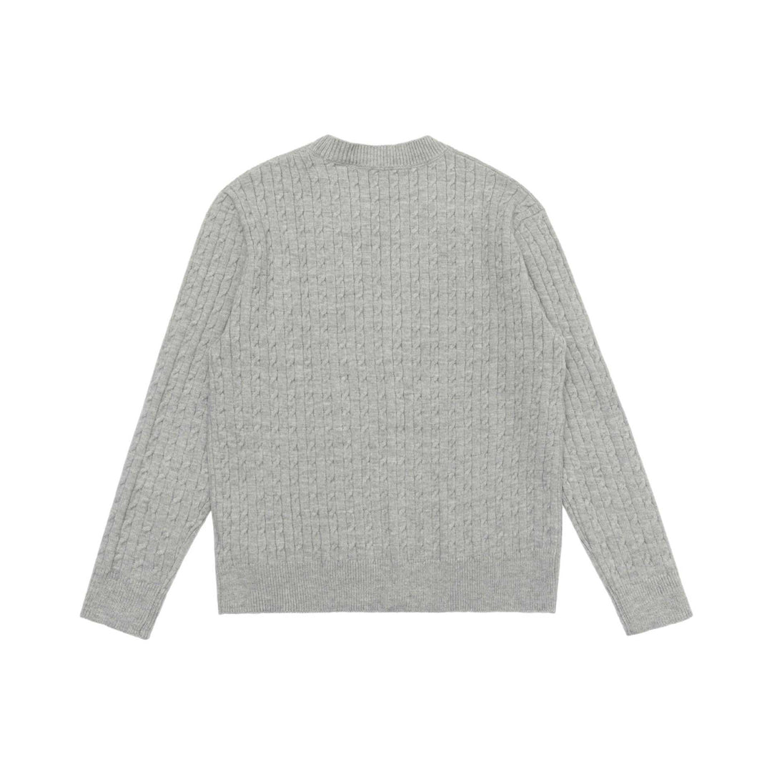 Unisex Fine Cable Knit Cardigan with Round Neck and Button Placket Mune Fashion