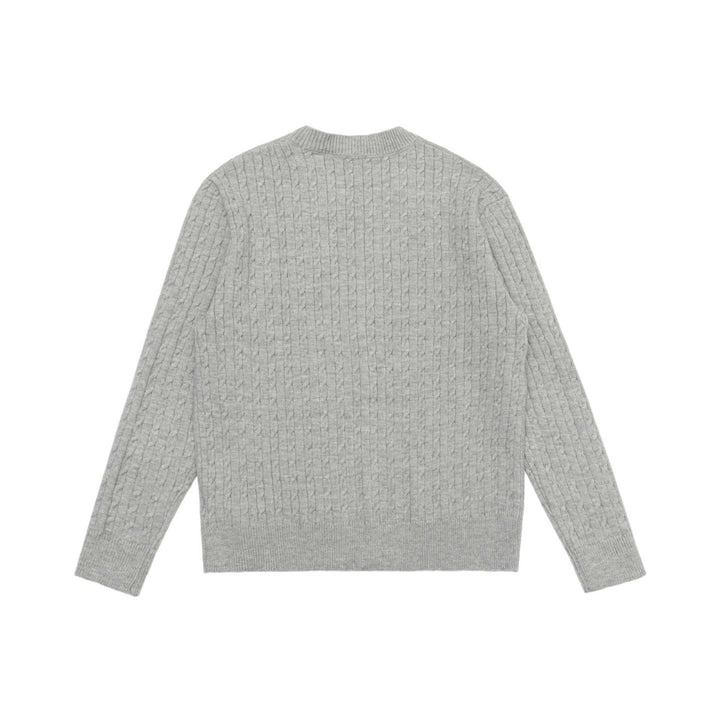 Unisex Fine Cable Knit Cardigan with Round Neck and Button Placket Mune Fashion