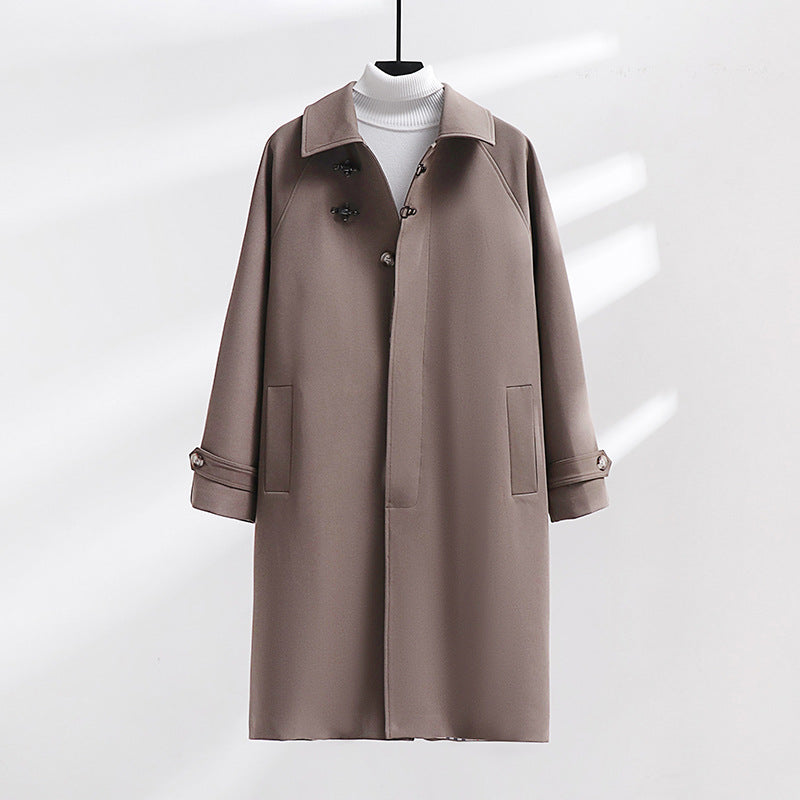 Women's Longline Coat with Toggle Closure and Raglan Sleeves Mune Fashion