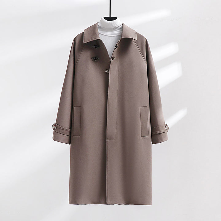 Women's Longline Coat with Toggle Closure and Raglan Sleeves Mune Fashion