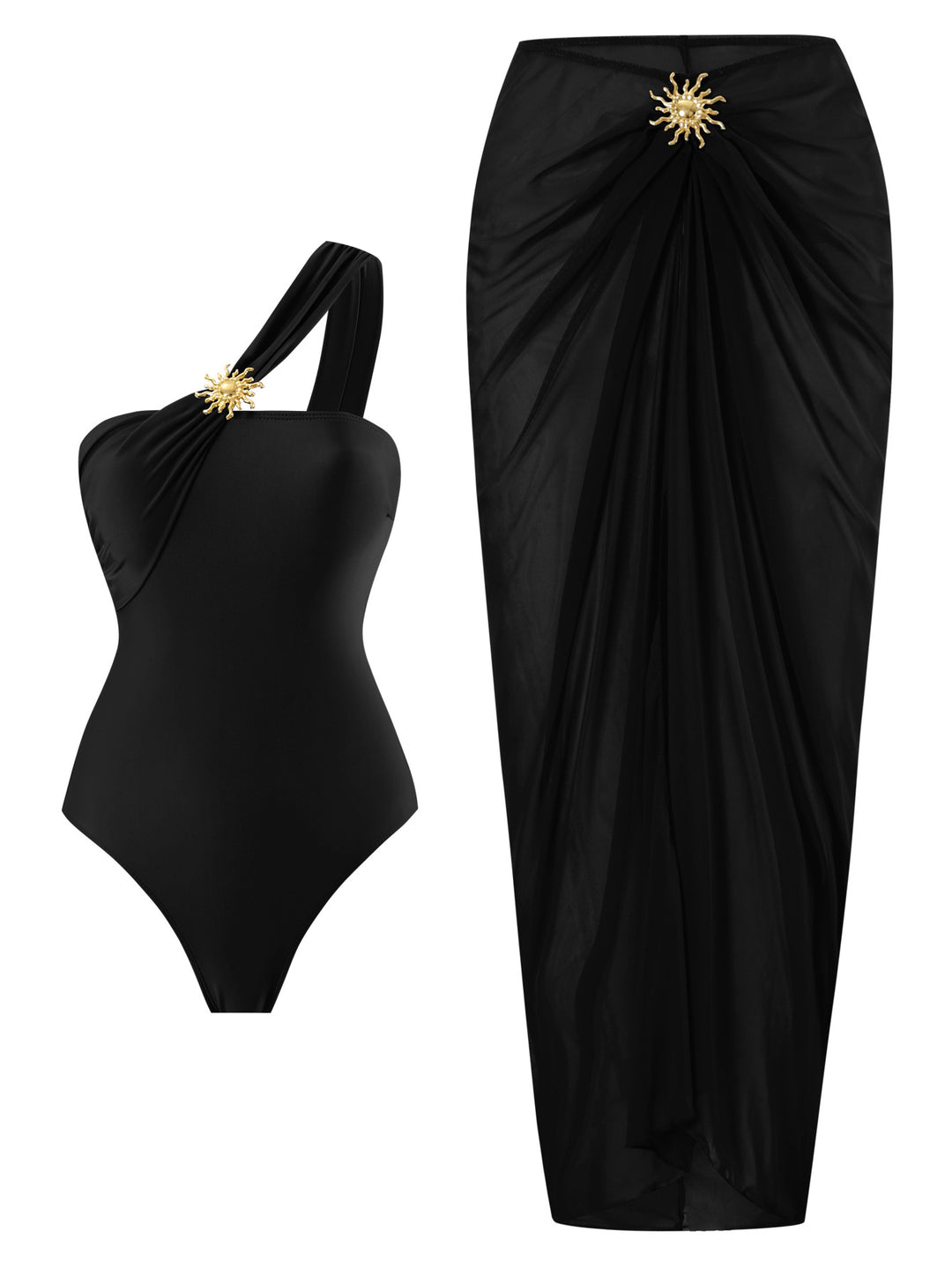 Women's One-Piece Swimsuit with Transparent Wrap Skirt Mune Fashion