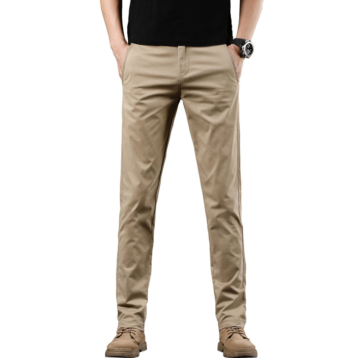 Men's loose-fitting cotton chinos with comfort waistband and subtle stretch Mune Fashion