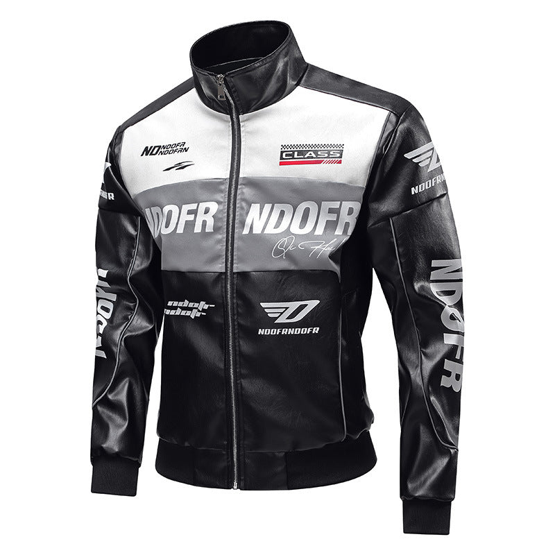 Men's Faux Leather Biker Jacket with Sporty Design Mune Fashion