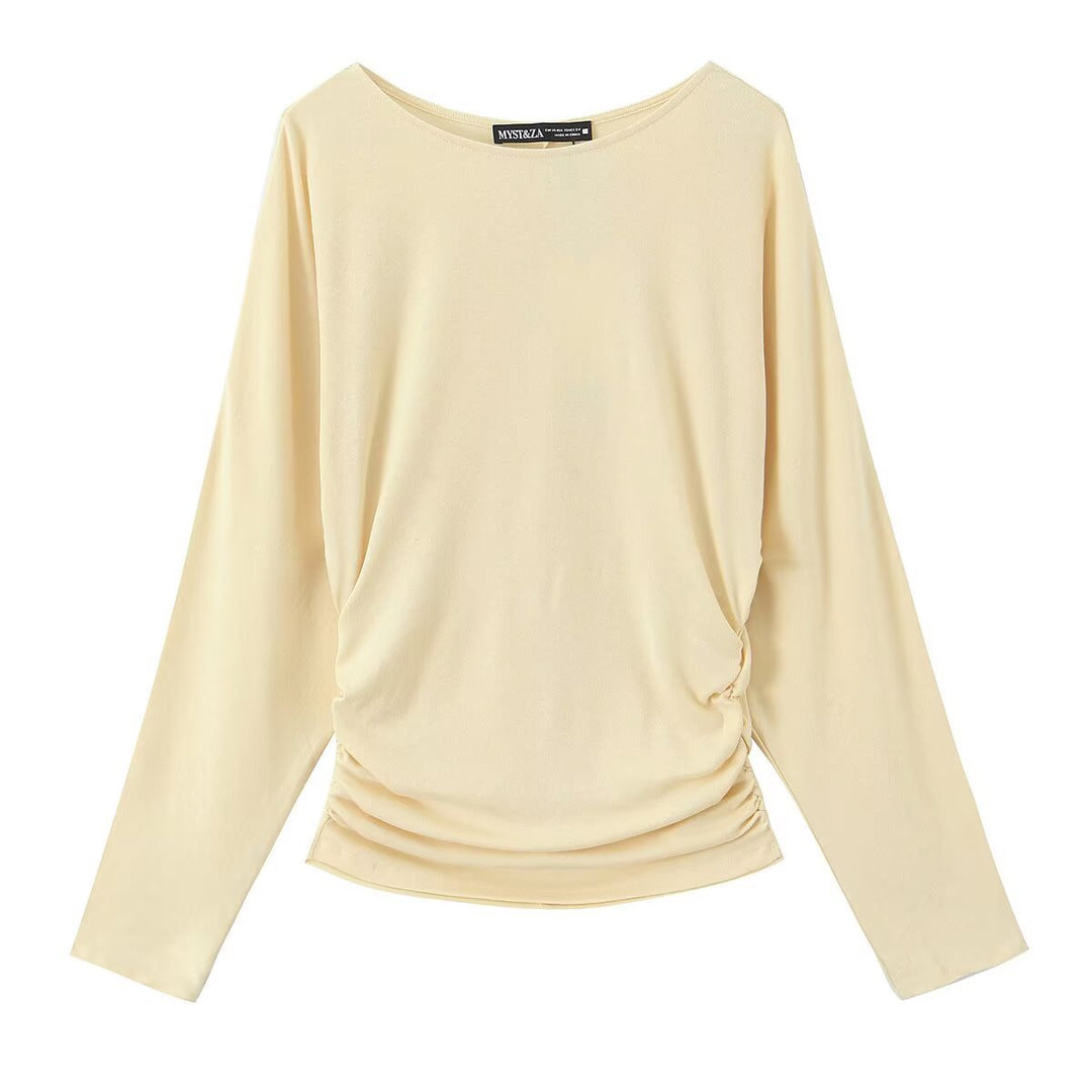 Women's long-sleeve shirt with side gathering and dropped shoulders Mune Fashion