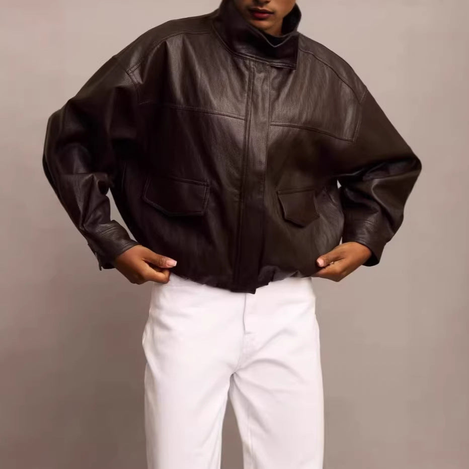 Women's Stylish Leather Jacket in Avant-Garde Style