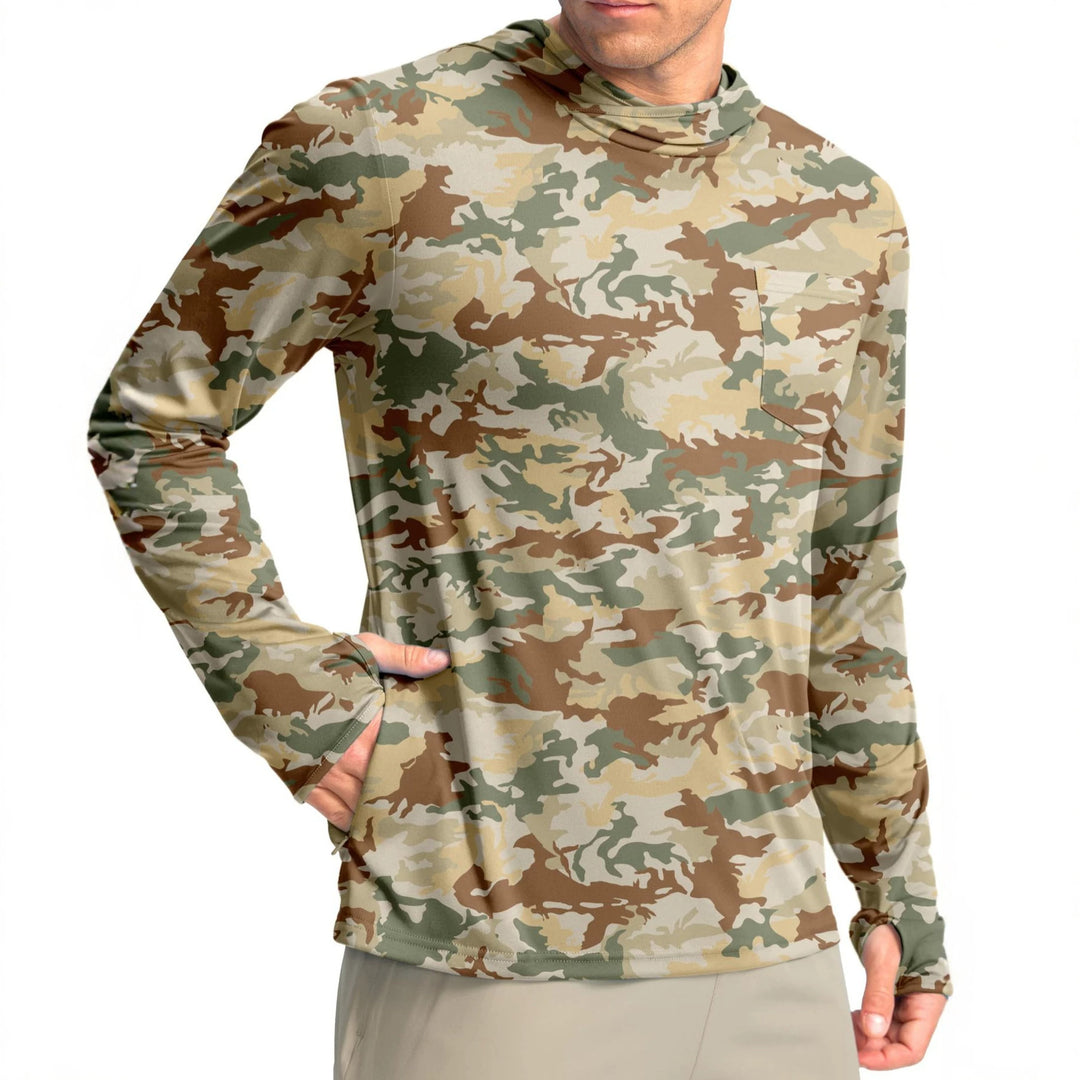 Men's functional shirt with hood and pockets