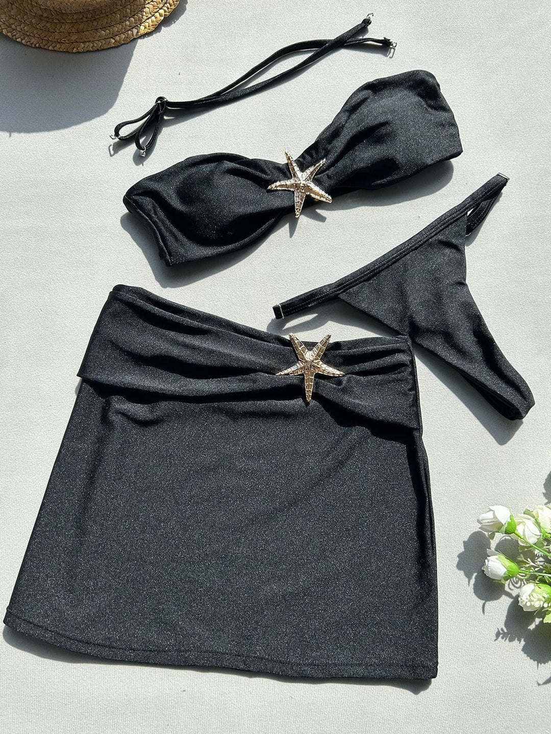 Women's bandeau bikini set with chic ruffle decoration and stylish skirt Mune Fashion