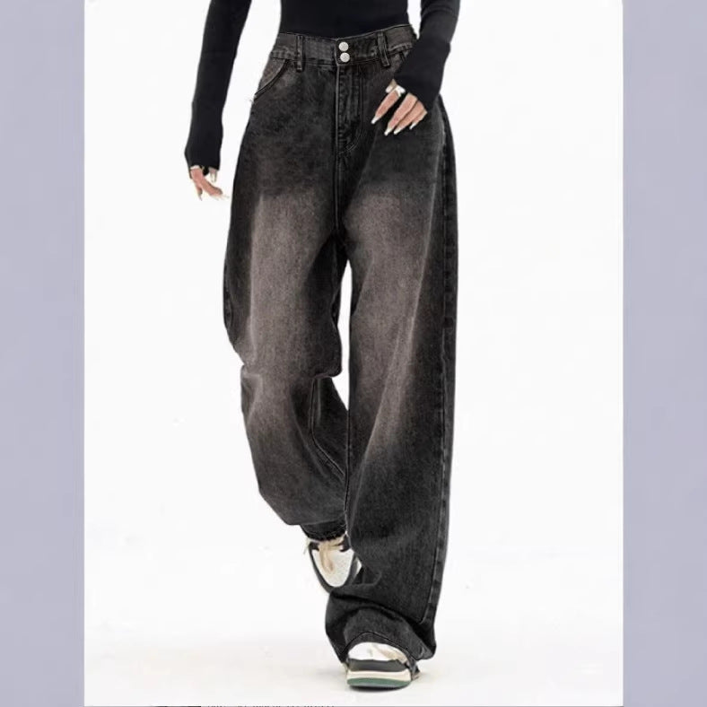 Ladies Extra Wide High-Waist Denim Baggy Jeans with Extended Hem Mune Fashion