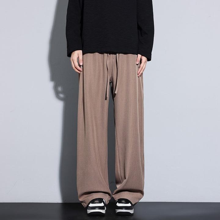 Women's Wide Palazzo Trousers with High Elastic Waistband & Drawstring Mune Fashion