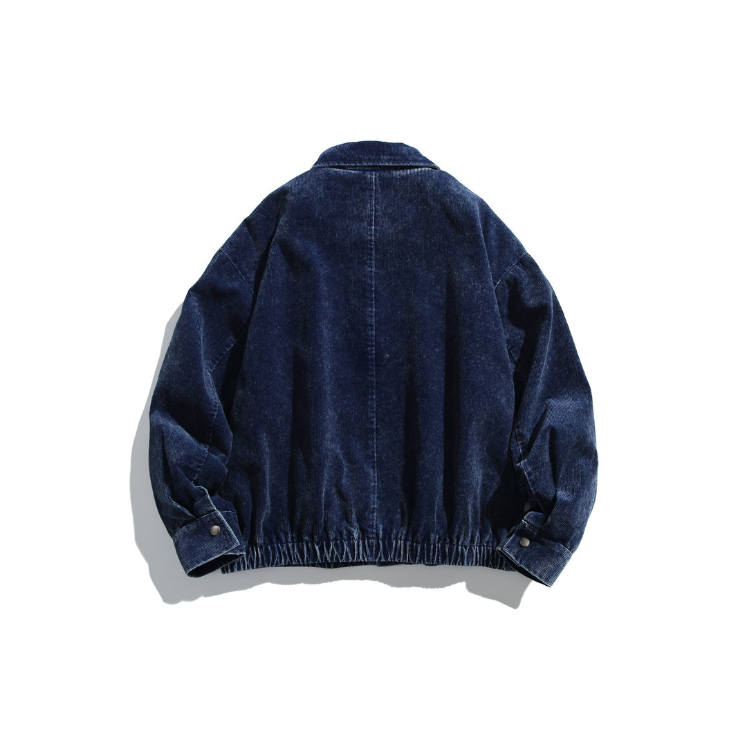 Unisex Corduroy Bomber Jacket with Zipper and Elastic Hem Mune Fashion
