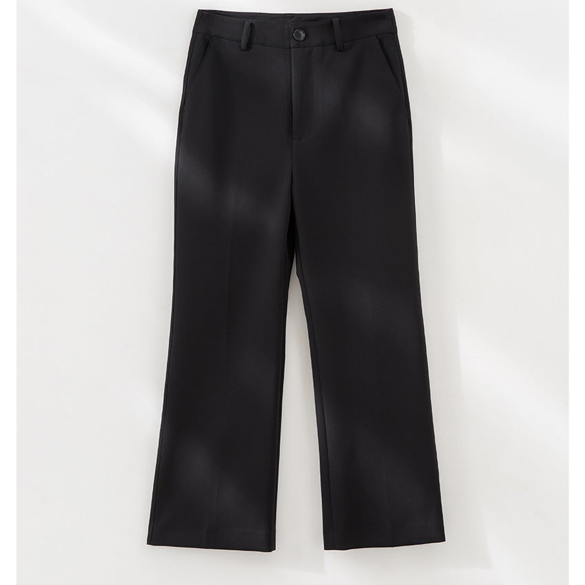 Women's tailored fabric trousers with crease, wide leg fit and belt loops Mune Fashion