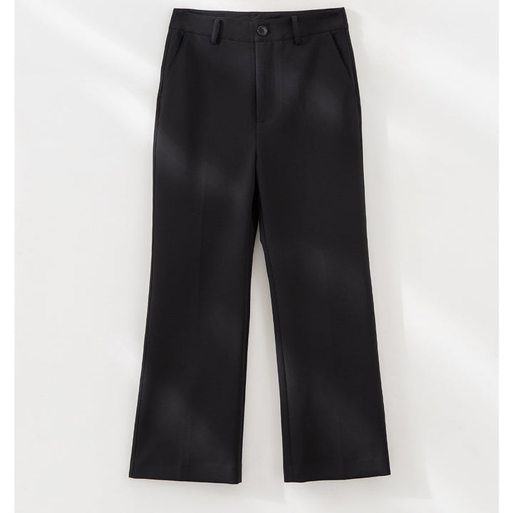 Women's tailored fabric trousers with crease, wide leg fit and belt loops Mune Fashion