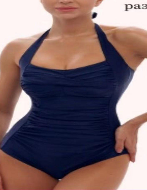 Women's One-Piece Swimsuit with Elegant Gather Mune Fashion