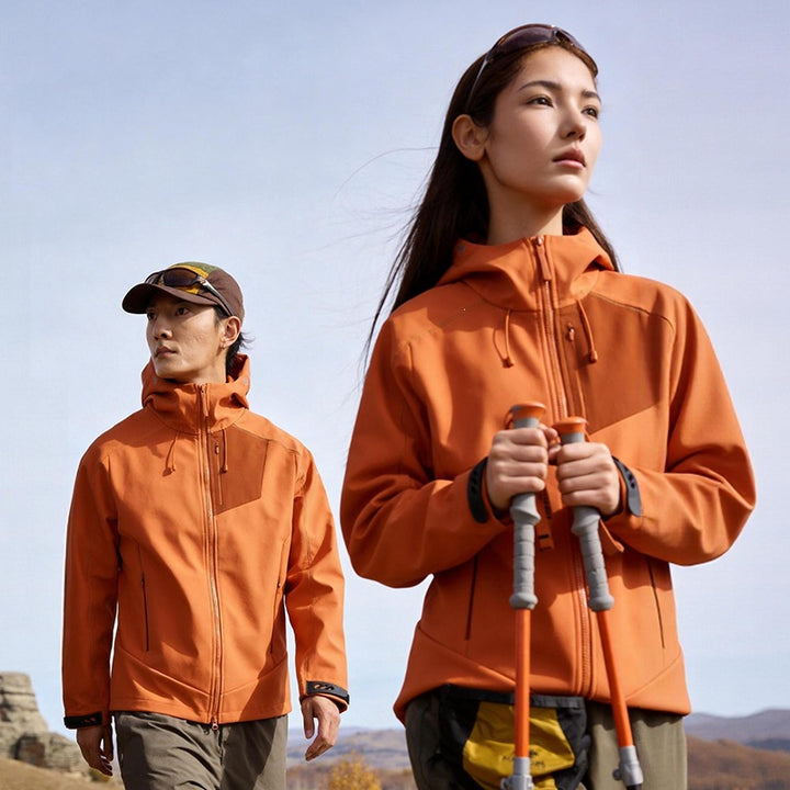 Unisex Softshell Outdoor Jacket with Hood, windproof and elastic Mune Fashion