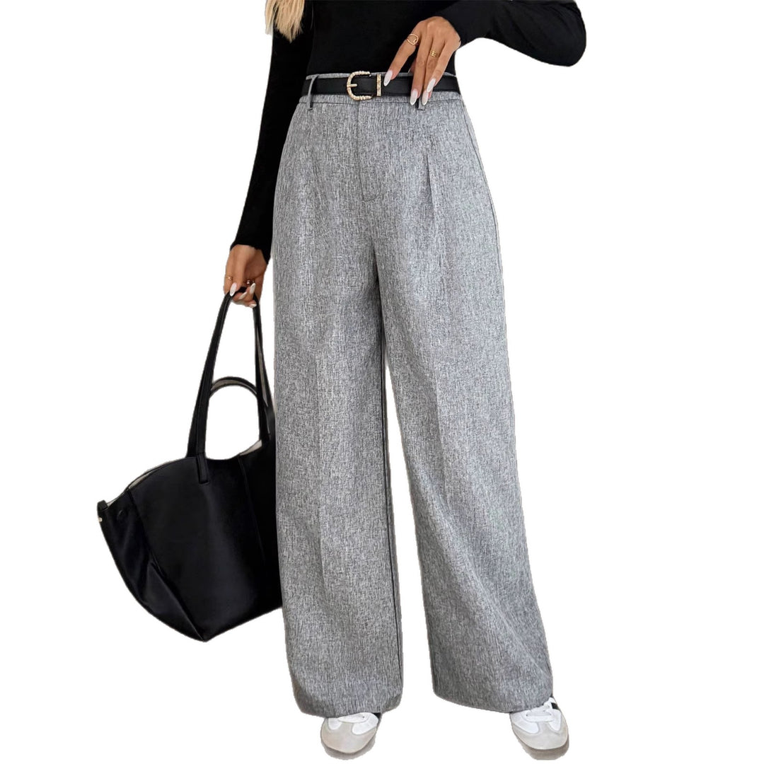 Ladies Elegant Palazzo Pants with High Waist and Fine Linen Texture Mune Fashion