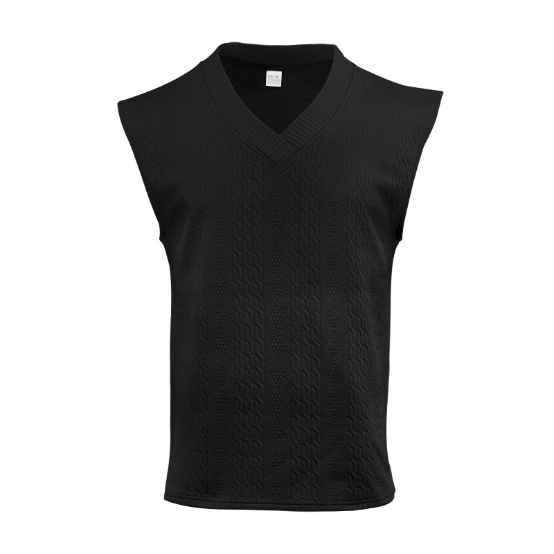 Men's knitted vest with V-neck and cable pattern Mune Fashion
