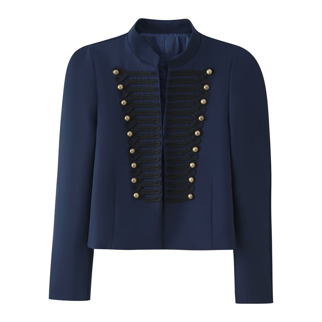 Women's short jacket in military style with decorative cords Mune Fashion
