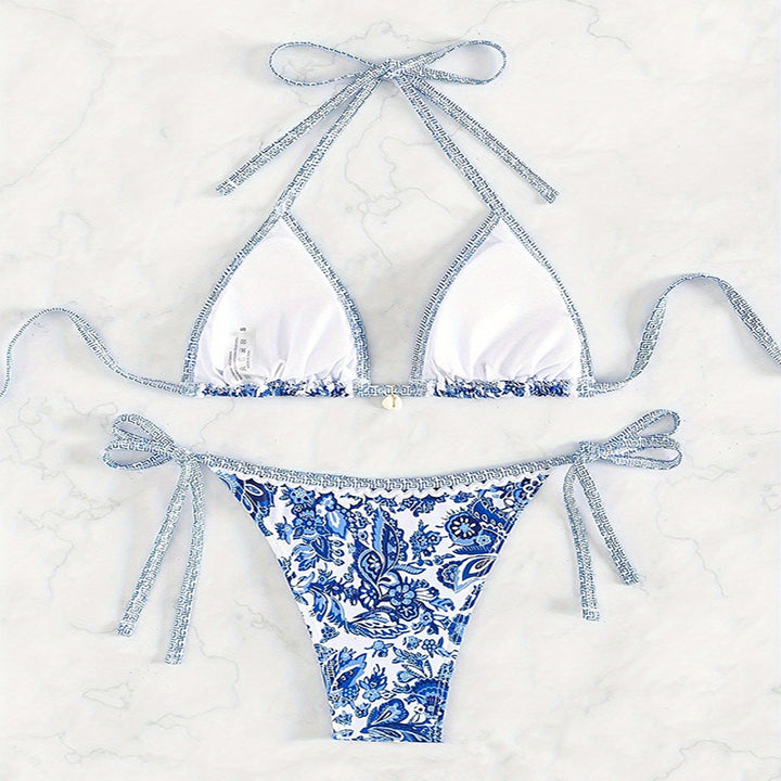 Women's triangle bikini with floral pattern and adjustable straps Mune Fashion