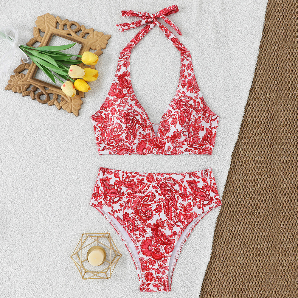Women's bikini set with high-waisted skirt and floral pattern Mune Fashion