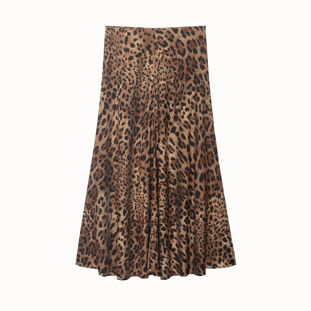 Women's satin midi skirt with high comfort waistband and flared A-line silhouette Mune Fashion